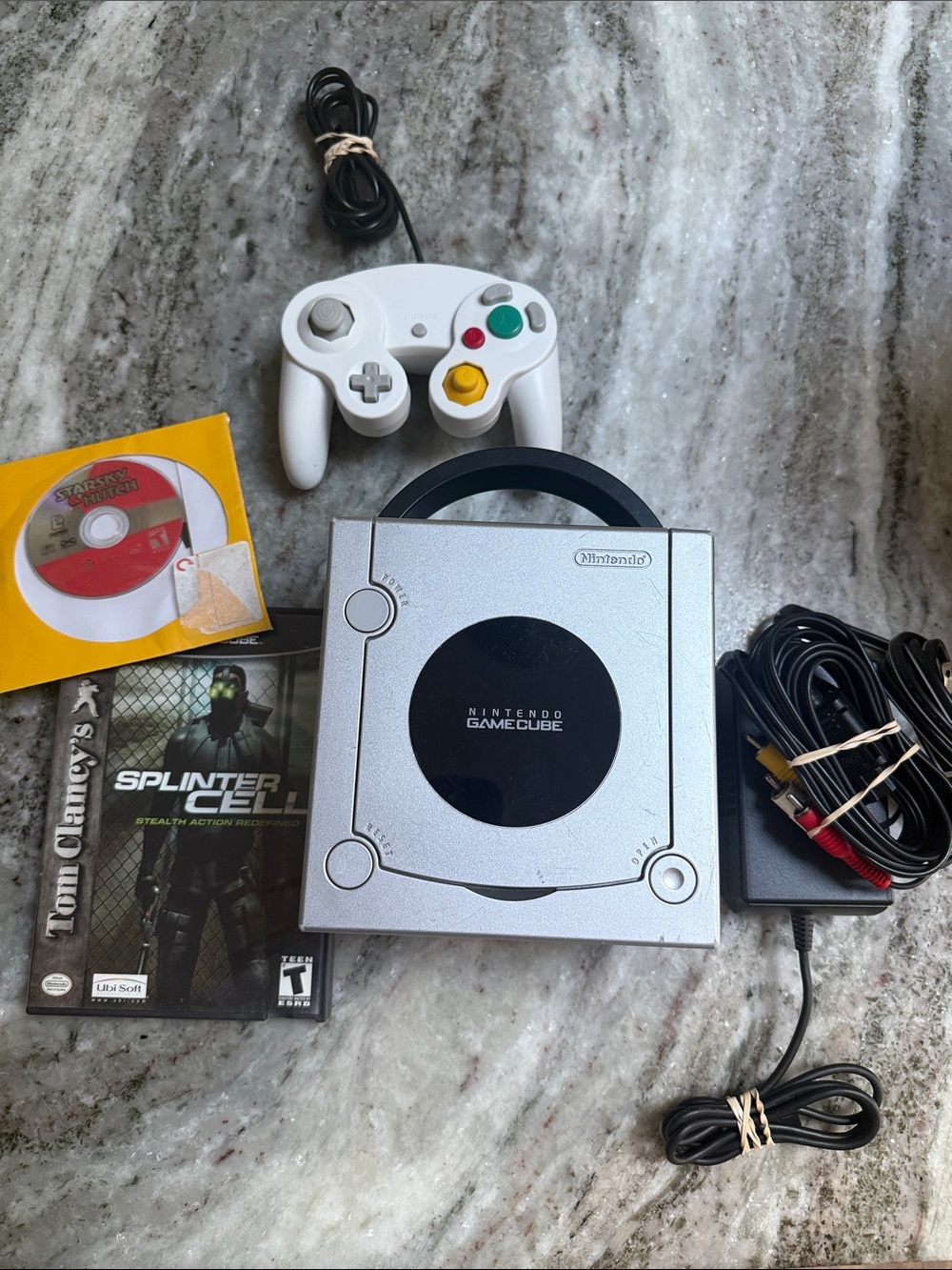 Nintendo GameCube Silver Console with White Controller and Black Handle